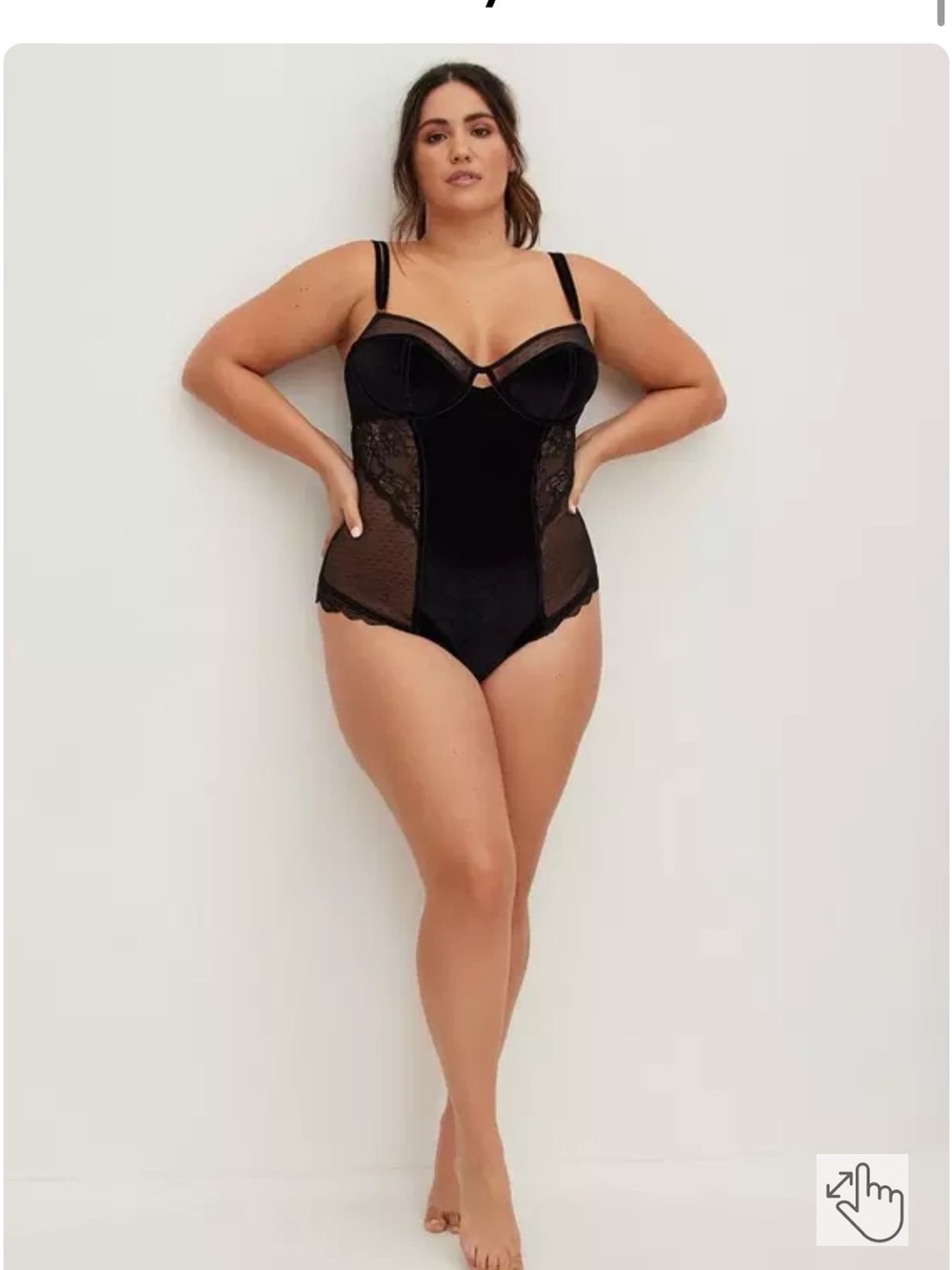 Torrid Velour And Lace Bodysuit